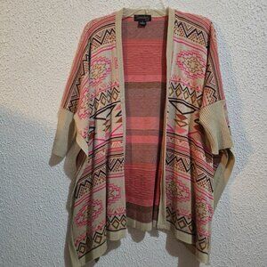 Serendipity By‎ Victoria Southwestern Patterned Open Cardigan S 100% Acrylic